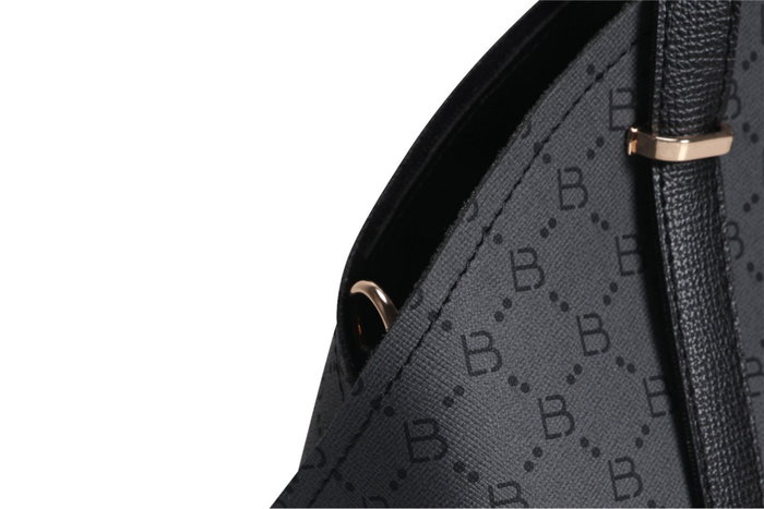 Lucky Bees Bolso 1233 - Gris, Negro, Bolso de Mano de Piel de Polivinilo Elegante y Versátil con un Bolsillo Interior